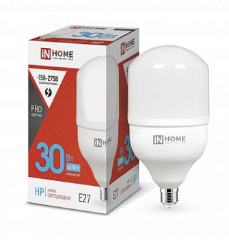Лампа светодиодная LED-HP-PRO 30Вт 230В 6500К E27 2700лм IN HOME 4690612031088 Лампа светодиодная LED-HP-PRO 30Вт 230В 6500К E27 2700лм IN HOME 4690612031088