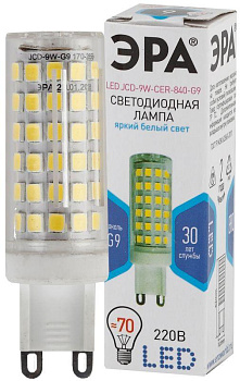 Лампа светодиодная JCD-9W-CER-840-G9 720лм ЭРА Б0033186 Лампа светодиодная JCD-9W-CER-840-G9 720лм ЭРА Б0033186