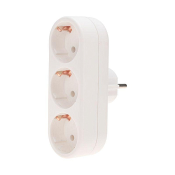 Тройник электрический линейный 16А с заземл. бел. Rexant 11-1079