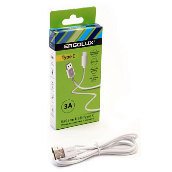 Кабель USB ELX-CDC02-C01 USB-Type C 3А 1.2м зарядка+передача данных коробка бел. ERGOLUX 15905 Кабель USB ELX-CDC02-C01 USB-Type C 3А 1.2м зарядка+передача данных коробка бел. ERGOLUX 15905