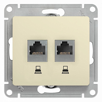 Механизм розетки комп. 2-м Glossa RJ45+RJ45 кат.5е беж. SchE GSL000285KK Механизм розетки комп. 2-м Glossa RJ45+RJ45 кат.5е беж. SchE GSL000285KK
