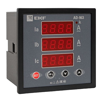 Амперметр цифровой AD-963 на панель 96х96 трехфазный EKF ad-963