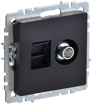 Розетка компьютерная + телевизионная 2-м Brite РТВ/РК12-БрЧ RJ45 кат.5E + TV черн. IEK BR-AK20-1-K02 Розетка компьютерная + телевизионная 2-м Brite РТВ/РК12-БрЧ RJ45 кат.5E + TV черн. IEK BR-AK20-1-K02