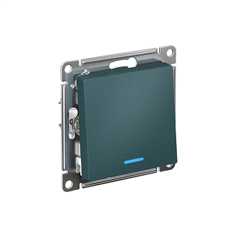 Механизм переключателя проходного 1-кл. СП AtlasDesign 10А IP20 (сх. 6а) 10AX с подсветкой изумруд SchE ATN000863