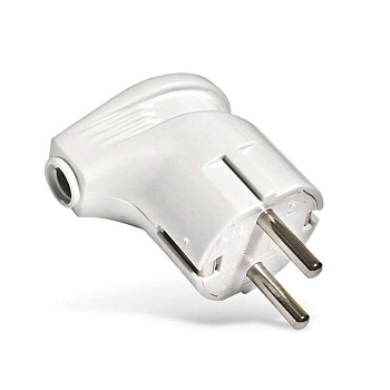 Вилка электрическая угловая 16А 250В с заземл. бел. (еврослот) UNIVersal А105 Вилка электрическая угловая 16А 250В с заземл. бел. (еврослот) UNIVersal А105