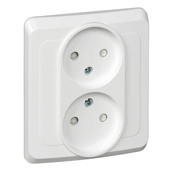Розетка 2-м СП Этюд 16А IP20 250В без заземл. защ. шторки бел. SchE PC16-006B
