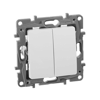 Механизм выключателя 2-кл. СП Etika 10А IP20 250В 10AX безвинт. зажимы бел. Leg 672202