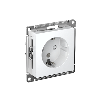 Механизм розетки 1-м СП AtlasDesign 16А IP20 с заземл. защ. шторки бел. SchE ATN000145