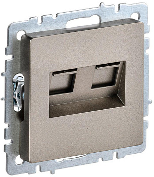 Розетка компьютерная двойная СП RJ45 кат.5E BRITE РК10-2-БрШ шампань IEK BR-K20-1-K37 Розетка компьютерная двойная СП RJ45 кат.5E BRITE РК10-2-БрШ шампань IEK BR-K20-1-K37
