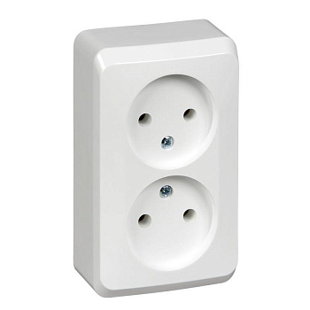 Розетка 2-м ОП Этюд 16А IP20 250В без заземл. без защ. шторок бел. SchE PA16-005B