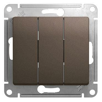Выключатель 3-кл. СП Glossa 10А IP20 (сх. 1+1+1) 10AX механизм шоколад. SchE GSL000831
