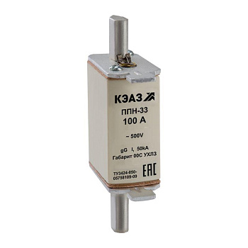 Вставка плавкая ППН 33 80А X3 габарит 00С УХЛ3 КЭАЗ 111370 Вставка плавкая ППН 33 80А X3 габарит 00С УХЛ3 КЭАЗ 111370