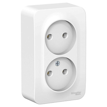 Розетка 2-м ОП Blanca 16А IP20 250В без заземл. без защ. шторок с изолир. пластиной бел. SchE BLNRA000211