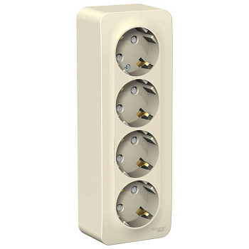 Розетка 4-м ОП Blanca 16А IP20 250В с заземл. защ. шторки с изолир. пластиной молоч. SE BLNRA011412