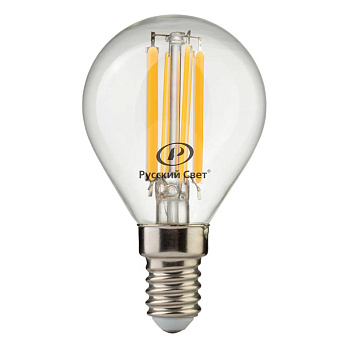 Лампа светодиодная филаментная RS LED F P45 E14 7W 220-240V 2700К 7Вт шар 810лм Ra 90 Русский Свет 15011245089 Лампа светодиодная филаментная RS LED F P45 E14 7W 220-240V 2700К 7Вт шар 810лм Ra 90 Русский Свет 15011245089