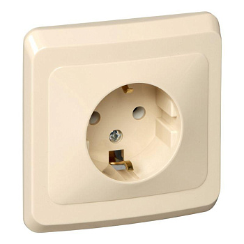 Розетка 1-м СП Этюд 16А IP20 250В с заземл. без защ. шторок крем. SchE PC16-003K