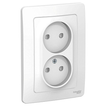 Розетка 2-м СП Blanca 16А IP20 250В без заземл. защ. шторки бел. SchE BLNRS000121
