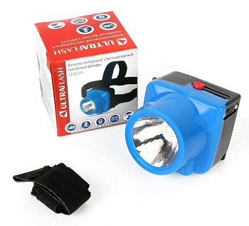Фонарь налобный аккумуляторный LED5375 220В 0.4Вт LED 2 реж. пластик голуб. Ultraflash 14252 Фонарь налобный аккумуляторный LED5375 220В 0.4Вт LED 2 реж. пластик голуб. Ultraflash 14252