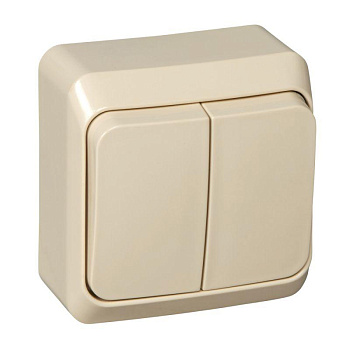 Выключатель 2-кл. ОП Этюд 10А IP20 с подсветкой крем. SchE BA10-006K