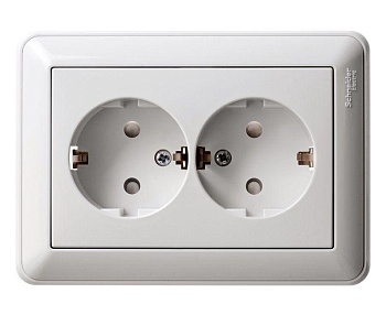 Розетка 2-м СП W59 16А IP20 с заземл. защ. шторки в сборе бел. SchE RS16-255-18
