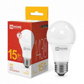 Лампа светодиодная LED-A60-VC 15Вт 230В E27 3000К 1350лм IN HOME 4690612020266