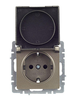 Розетка BRITE РСбш10-3-44-БрШ 16А IP44 с заземл. защ. шторки с крышкой шампань IEK BR-R16-16-44-K37