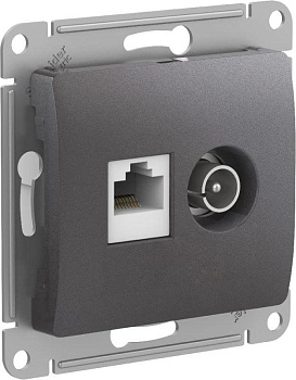 Розетка компьютерная + телевизионная 2-м Glossa RJ45 кат.5E + TV механизм графит SchE GSL001389 Розетка компьютерная + телевизионная 2-м Glossa RJ45 кат.5E + TV механизм графит SchE GSL001389