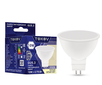 Лампа светодиодная 10Вт Soffit 3000К GU5.3 176-264В TOKOV ELECTRIC TKE-MR16-GU5.3-10-3K Лампа светодиодная 10Вт Soffit 3000К GU5.3 176-264В TOKOV ELECTRIC TKE-MR16-GU5.3-10-3K