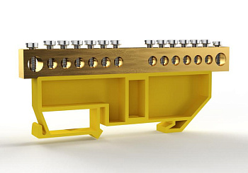 Шина PE "земля" на DIN-изоляторе 8х12мм 14 отвер. латунь TOKOV ELECTRIC TKE-BCB-812-14-DIN/PE 