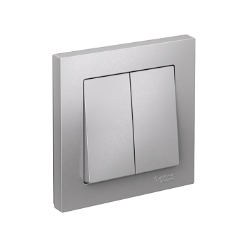 Выключатель 2-кл. СП AtlasDesign 10А IP20 (сх. 5) 10AX в сборе алюм. SchE ATN000352