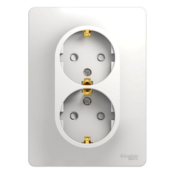 Розетка 2-м СП Glossa 16А IP20 с заземл. защ. шторки в сборе бел. SchE GSL000126