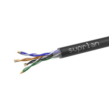 Кабель витая пара U/UTP кат.5e 4х2х24AWG solid CU PE OUTDOOR Standart черн. 305м (м) SUPRLAN 01-0325