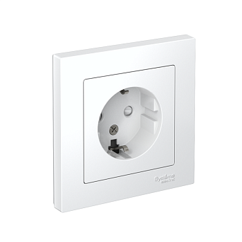 Розетка 1-м СП AtlasDesign 16А IP20 с заземл. защ. шторки в сборе бел. SchE ATN000144