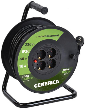 Удлинитель на катушке 4х40м 2P+PE 10А УК40 с термозащ. 3х1.0кв.мм GENERICA IEK WKP10-10-04-40-G Удлинитель на катушке 4х40м 2P+PE 10А УК40 с термозащ. 3х1.0кв.мм GENERICA IEK WKP10-10-04-40-G