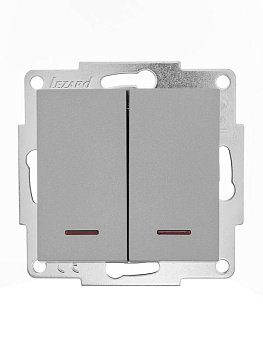Механизм выключателя 2-кл. с индик. СП VESNA платина LEZARD 742-3588-112