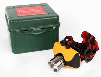 Фонарь налобный E157 (аккум. 220В CREE 3Вт пласт. бокс; желт.) Ultraflash 12351