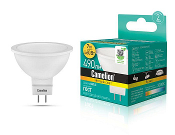 Лампа светодиодная LED7 JCDR/830/GU5.3 7Вт 3000К тепл. бел. GU5.3 460лм 220-240В Camelion 11656 Лампа светодиодная LED7 JCDR/830/GU5.3 7Вт 3000К тепл. бел. GU5.3 460лм 220-240В Camelion 11656