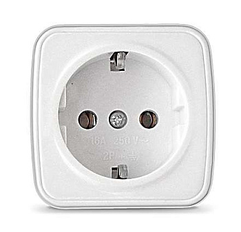 Розетка 1-м ОП Электра 16А IP20 с заземл. бел. Союз 0012