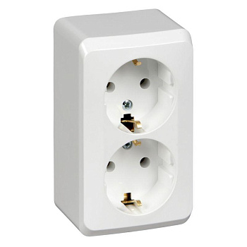 Розетка 2-м ОП Этюд 16А IP20 250В с заземл. без защ. шторок бел. SchE PA16-007B