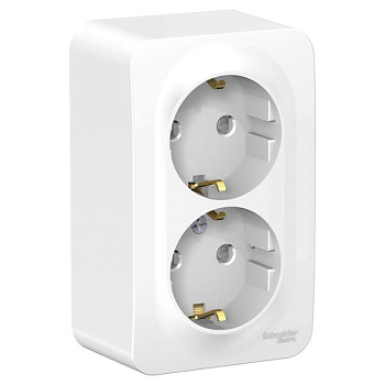 Розетка 2-м ОП Blanca 16А IP20 250В с заземл. защ. шторки с изолир. пластиной бел. SchE BLNRA011211