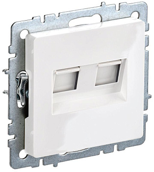 Розетка компьютерная двойная СП RJ45 кат.5E BRITE РК10-2-БрБ бел. IEK BR-K20-1-K01 Розетка компьютерная двойная СП RJ45 кат.5E BRITE РК10-2-БрБ бел. IEK BR-K20-1-K01