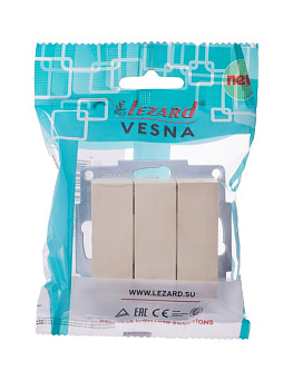 Механизм выключателя3-кл. СП VESNA кремов. LEZARD 742-0388-109