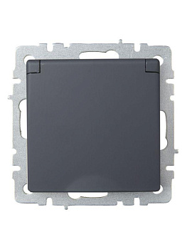 Розетка BRITE РСбш10-3-БрГ 16А IP20 с заземл. защ. шторки с крышкой графит IEK BR-R16-16-K53