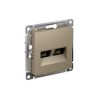Розетка компьютерная 2-м AtlasDesign RJ45 кат.5E механизм шампань SchE ATN000585