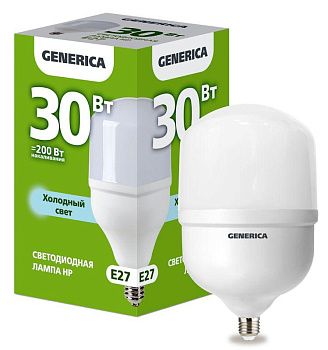 Лампа светодиодная HP 30Вт 6500К E27 230В GENERICA LL-HP-30-230-65-E27-G Лампа светодиодная HP 30Вт 6500К E27 230В GENERICA LL-HP-30-230-65-E27-G