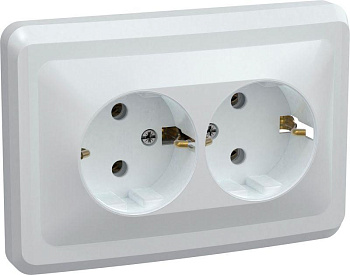 Розетка 2-м СП Вега РС12-3-ВБ с заземл. контактом без защ. штор 16А бел. IEK ERV21-K01-16-DM