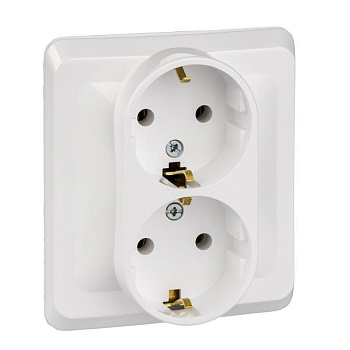 Розетка 2-м СП Этюд 16А IP20 250В с заземл. без защ. шторок бел. SchE PC16-007B