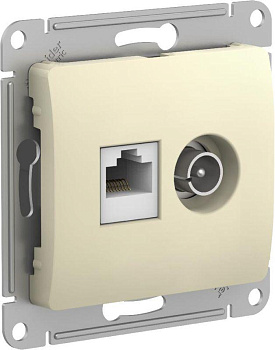 Розетка компьютерная + телевизионная 2-м Glossa RJ45 кат.5E + TV механизм беж. SchE GSL000289 Розетка компьютерная + телевизионная 2-м Glossa RJ45 кат.5E + TV механизм беж. SchE GSL000289
