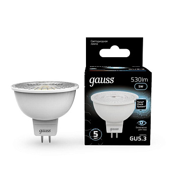 Лампа светодиодная Black MR16 5Вт 4100К бел. GU5.3 530лм 150-265В FROST Gauss 101505205 Лампа светодиодная Black MR16 5Вт 4100К бел. GU5.3 530лм 150-265В FROST Gauss 101505205