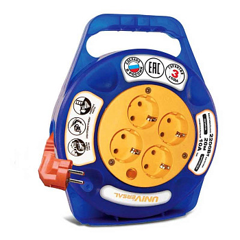 Удлинитель 4х20м с заземл. 6А IP20 У10-015 термо ПВС 3х0.75 в закрытом корпусе защ. шторки UNIVersal 1672